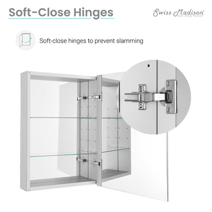 Swiss Madison, Cache 20 in. x 30 in. Mirrored Aluminum Medicine Cabinet