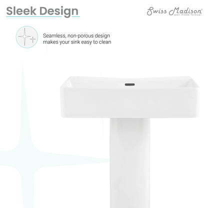 Swiss Madison, Concorde Square Two-Piece Pedestal Sink