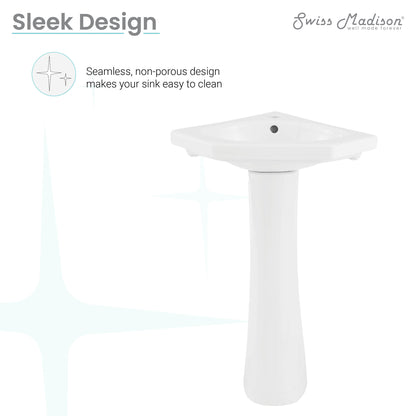 Swiss Madison, St.Tropez Corner Two-Piece Pedestal Sink