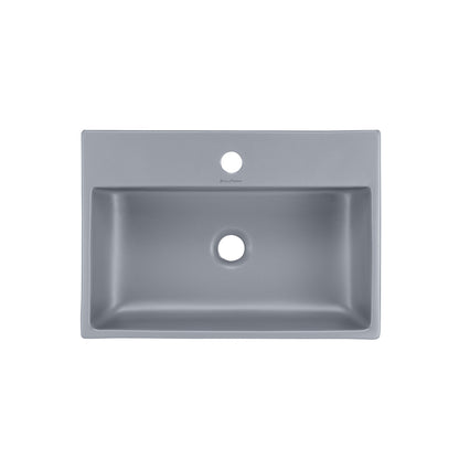 Swiss Madison, Claire 20"  Rectangle Ceramic Vessel Sink in Matte Grey