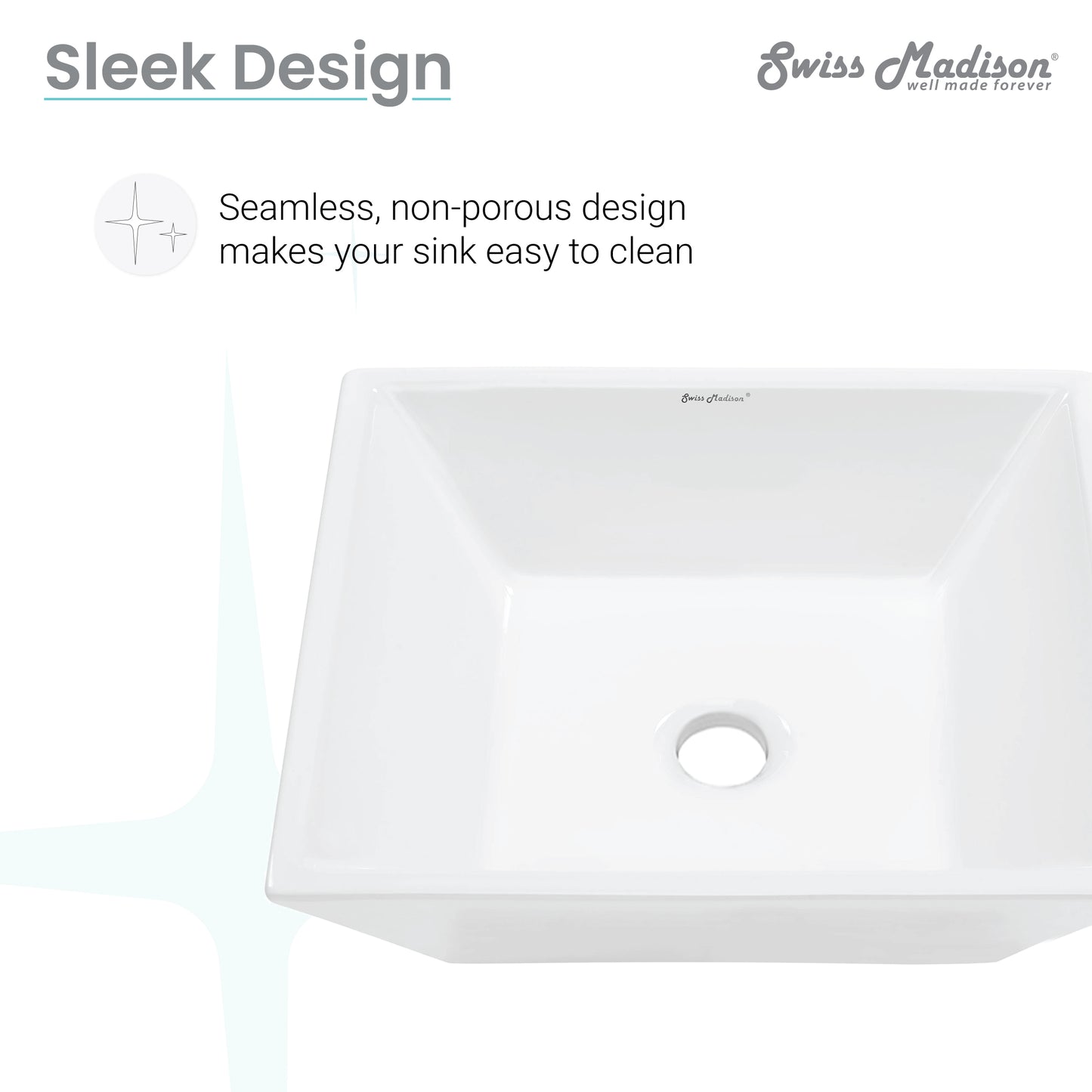 Swiss Madison, St. Tropez Square Ceramic Vessel Sink