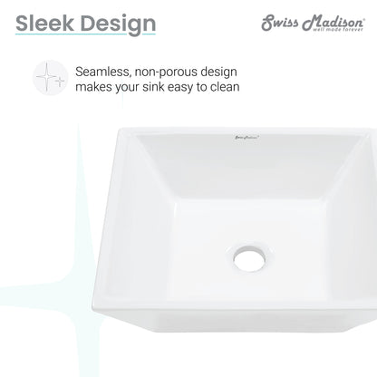 Swiss Madison, St. Tropez Square Ceramic Vessel Sink