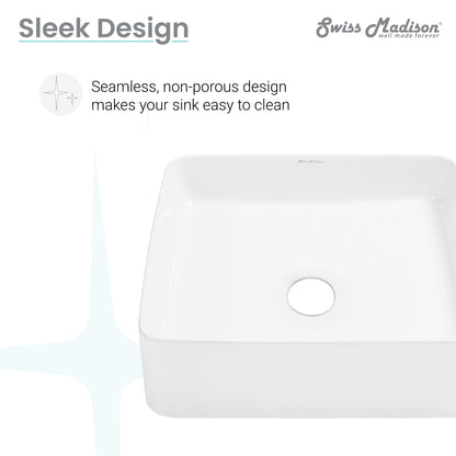 Swiss Madison, Concorde 15 Square Ceramic Vessel Sink