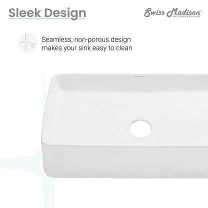 Swiss Madison, Concorde 24 Rectangle Ceramic Vessel Sink