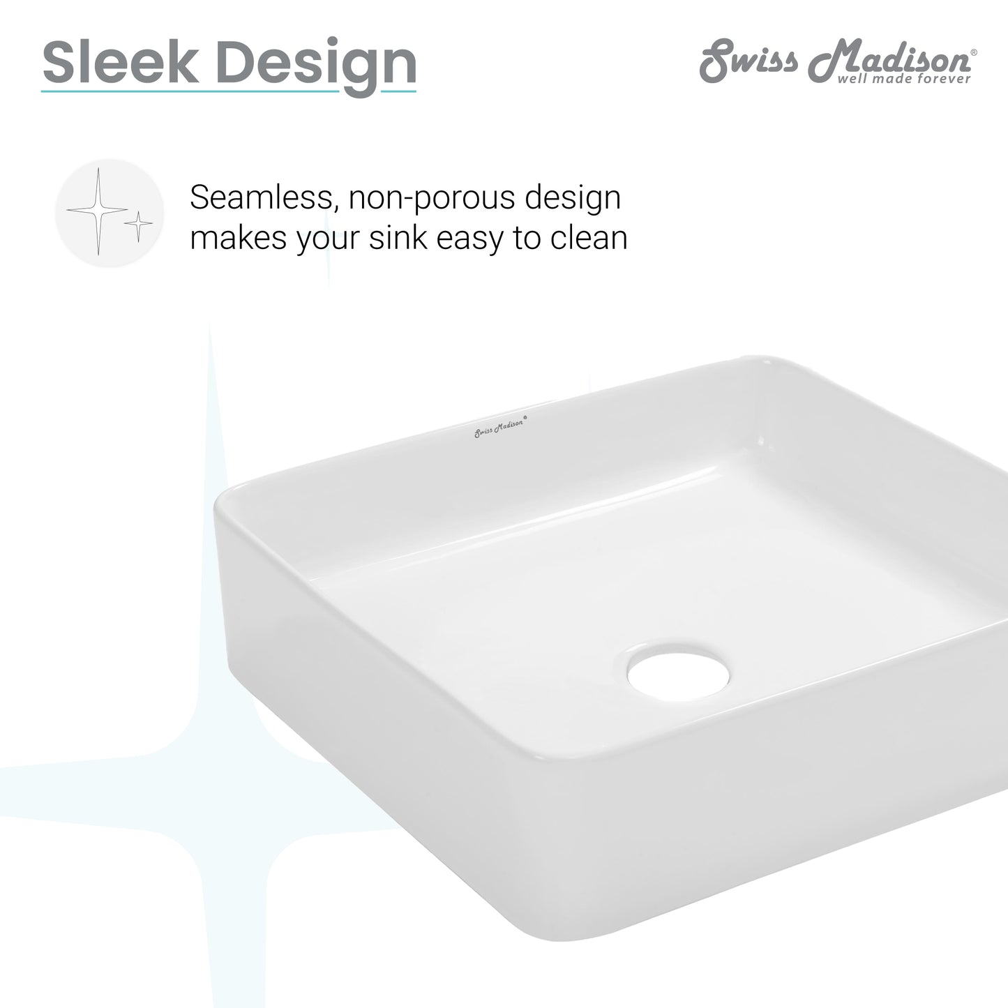 Swiss Madison, Concorde Ceramic Square Vessel Sink