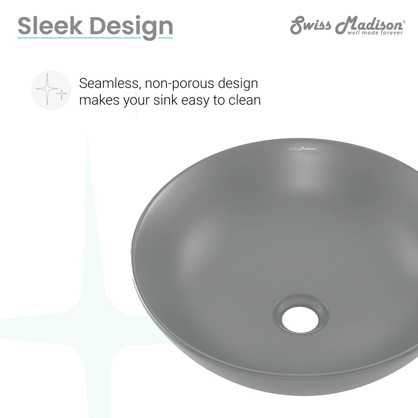 Swiss Madison, Classe 16 Color Ceramic Sink in Matte Grey