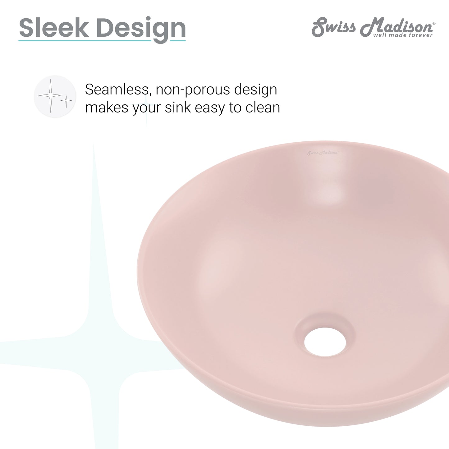 Swiss Madison, Classe 16 Color Ceramic Sink in Matte Pink