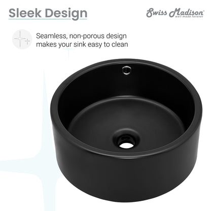 Swiss Madison, Monaco 16.5” Round Vessel Sink in Matte Black