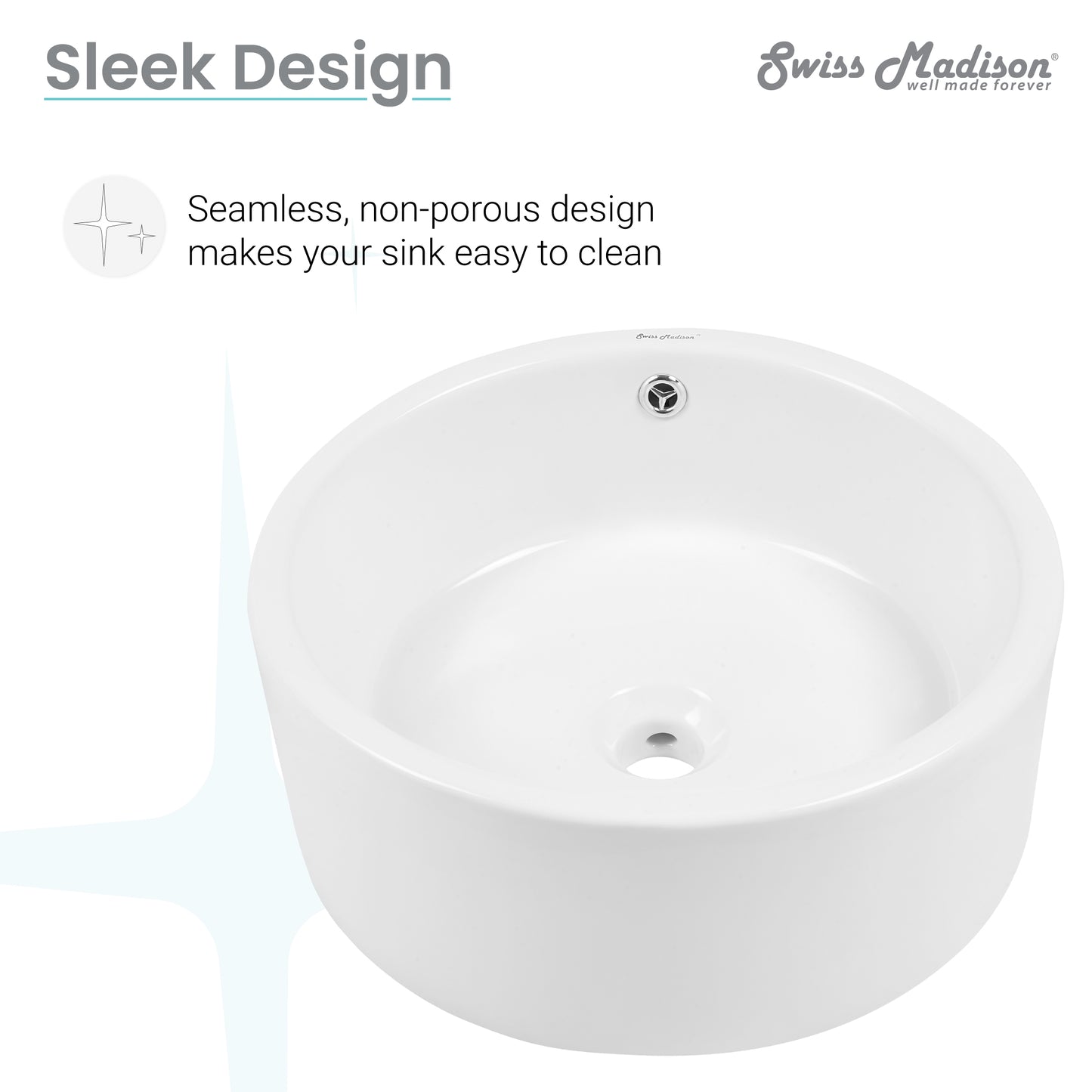 Swiss Madison, Monaco Round Ceramic Bathroom Vessel Sink in White