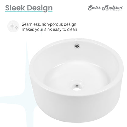 Swiss Madison, Monaco Round Ceramic Bathroom Vessel Sink in White