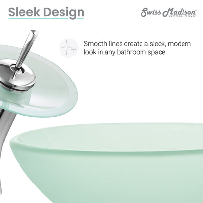 Swiss Madison, Cascade 16.5 Color Glass Vessel Sink with Faucet, Frost