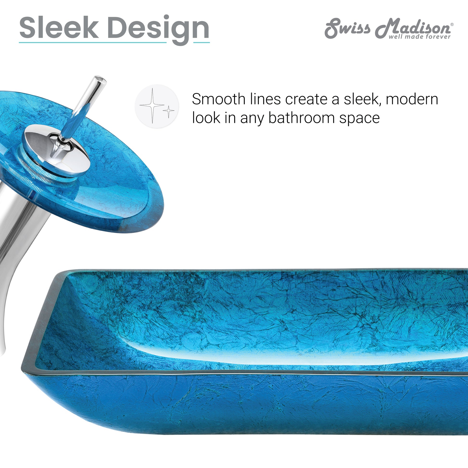 Swiss Madison Ocean Blue vessel bathroom vanity — view 4