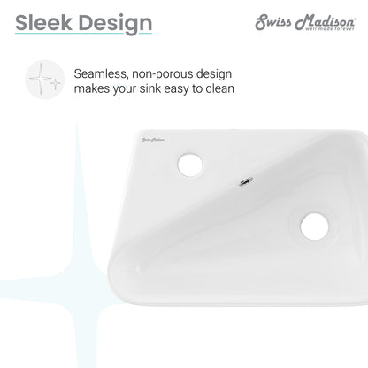 Swiss Madison, Plaisir 18 x 11 Ceramic Wall Hung Sink with Left Side Faucet Mount
