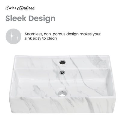 Swiss Madison, Claire 22" Rectangle Wall-Mount Bathroom Sink in White Marble