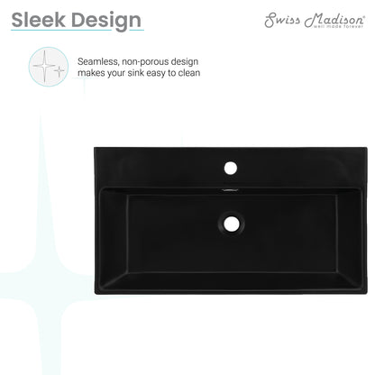 Swiss Madison, Claire 30" Rectangle Wall-Mount Bathroom Sink in Matte Black
