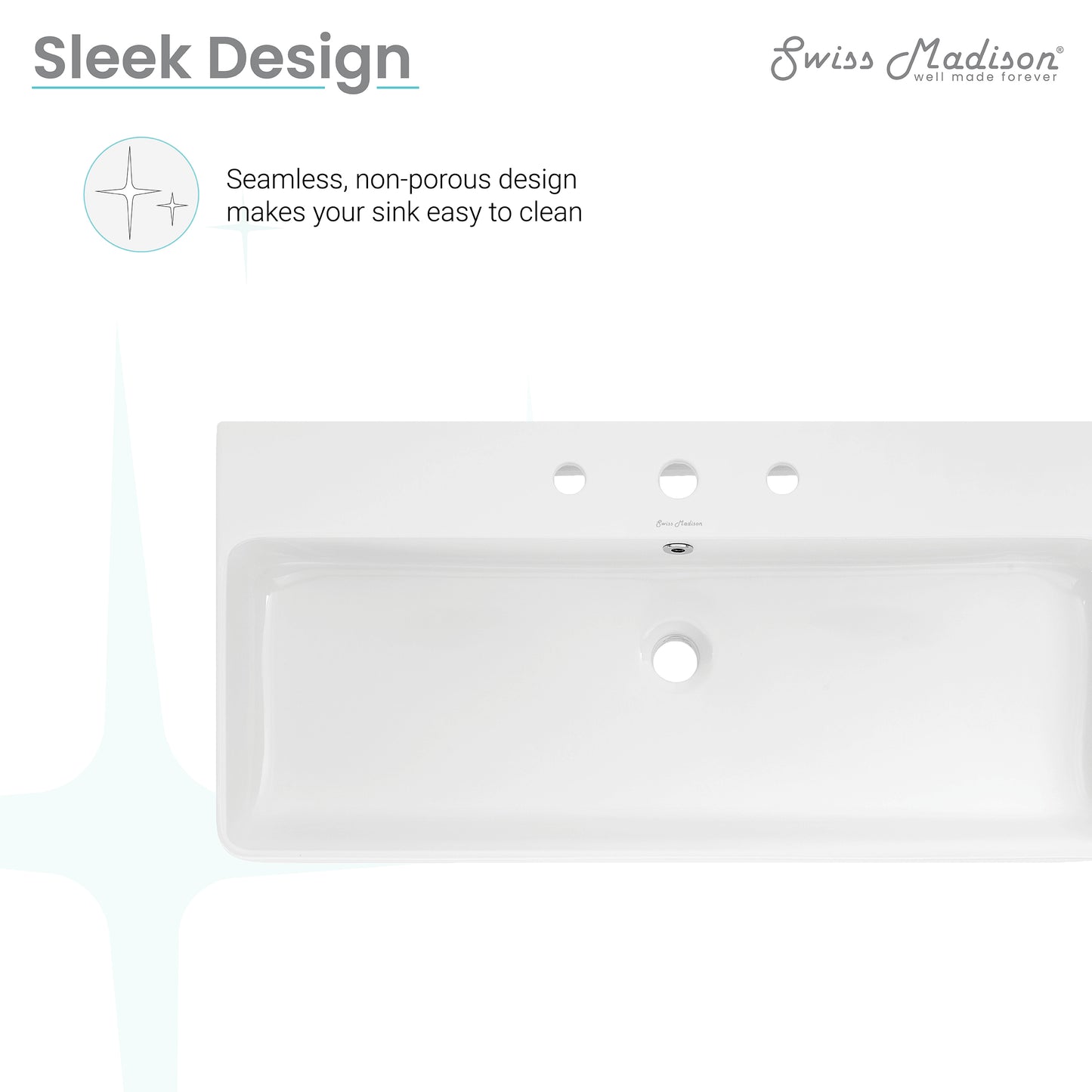 Swiss Madison, Carre 36" Wall-Mount Bathroom Sink with 8" Widespread Holes