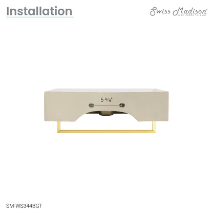 Swiss Madison, Claire 22" Wall-Mount Bathroom Sink with Brushed Gold Towel Bar