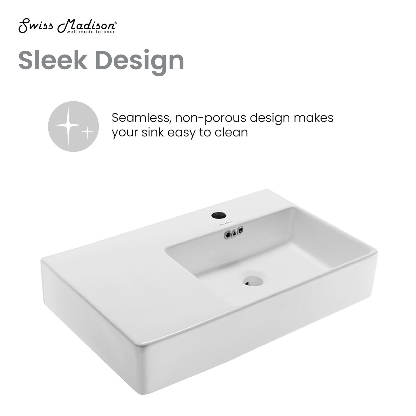Swiss Madison, St. Tropez 30" Rectangle Wall-Mounted Sink with Right Side Faucet Mount