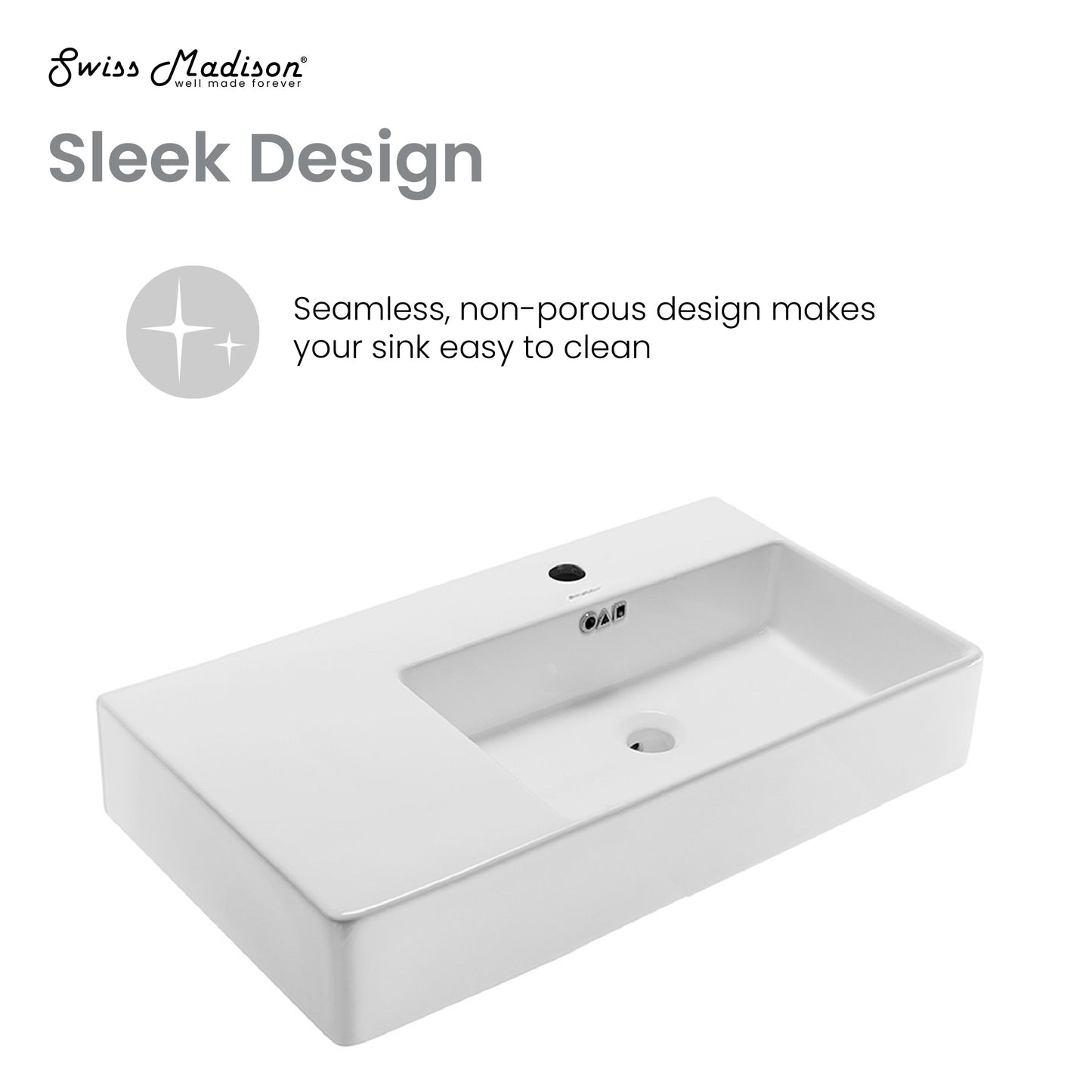 Swiss Madison, St. Tropez 36" Rectangle Wall-Mounted Sink with Right Side Faucet Mount