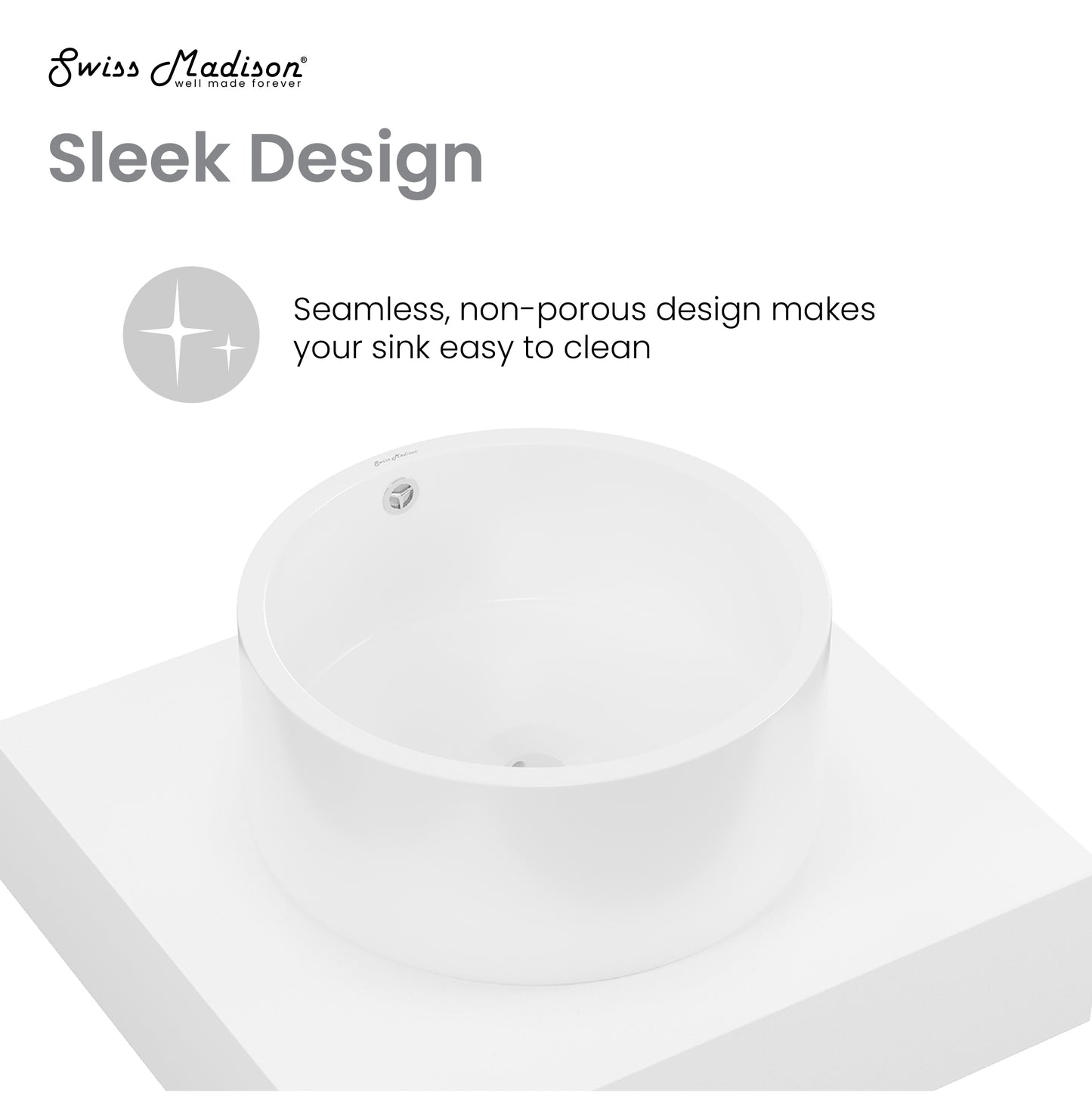 Swiss Madison, Monaco 24" Floating Bathroom Shelf with Vessel Sink in Glossy White