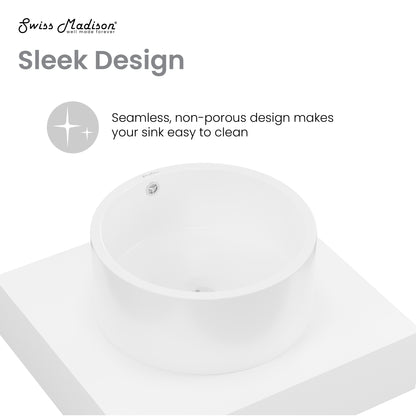 Swiss Madison, Monaco 24" Floating Bathroom Shelf with Vessel Sink in Glossy White
