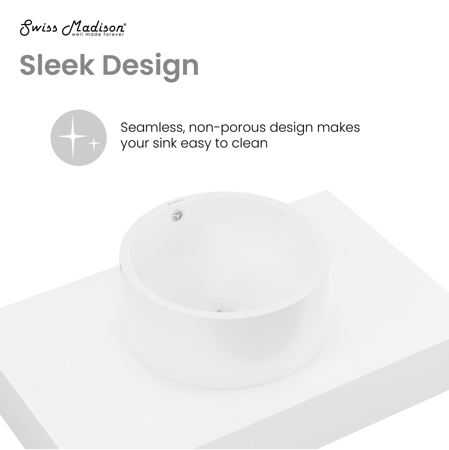 Swiss Madison, Monaco 36" Floating Bathroom Shelf with Vessel Sink in Glossy White