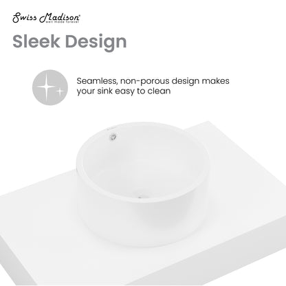 Swiss Madison, Monaco 36" Floating Bathroom Shelf with Vessel Sink in Glossy White