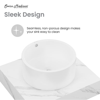 Swiss Madison, Monaco 24" Floating Bathroom Shelf with Vessel Sink in White Marble