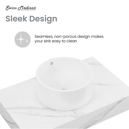 Swiss Madison, Monaco 36" Floating Bathroom Shelf with Vessel Sink in White Marble