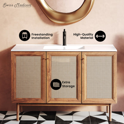 Swiss Madison Classe 48-inch freestanding bathroom vanity in Golden Oak — view 9