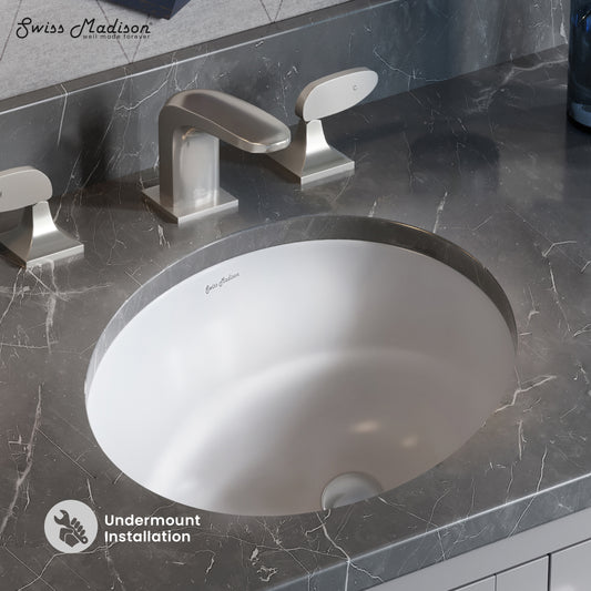 Swiss Madison, Monaco 16" Ceramic Undermount Bathroom Sink in Glossy White
