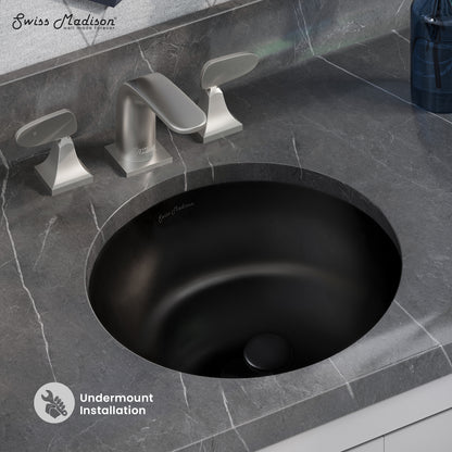 Swiss Madison, Monaco 16" Ceramic Undermount Bathroom Sink in Matte Black