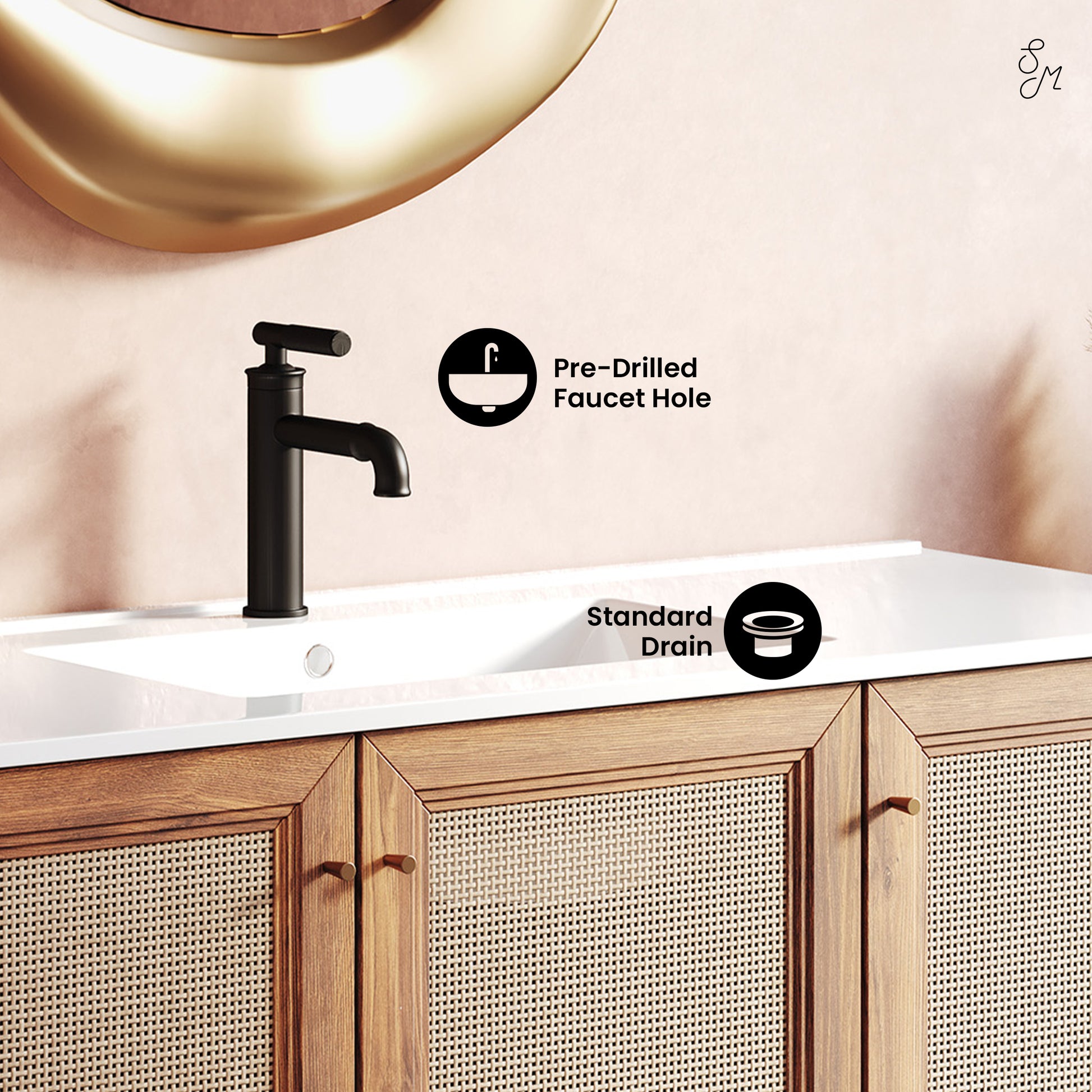 Swiss Madison Classe 48-inch freestanding bathroom vanity in Golden Oak — view 10