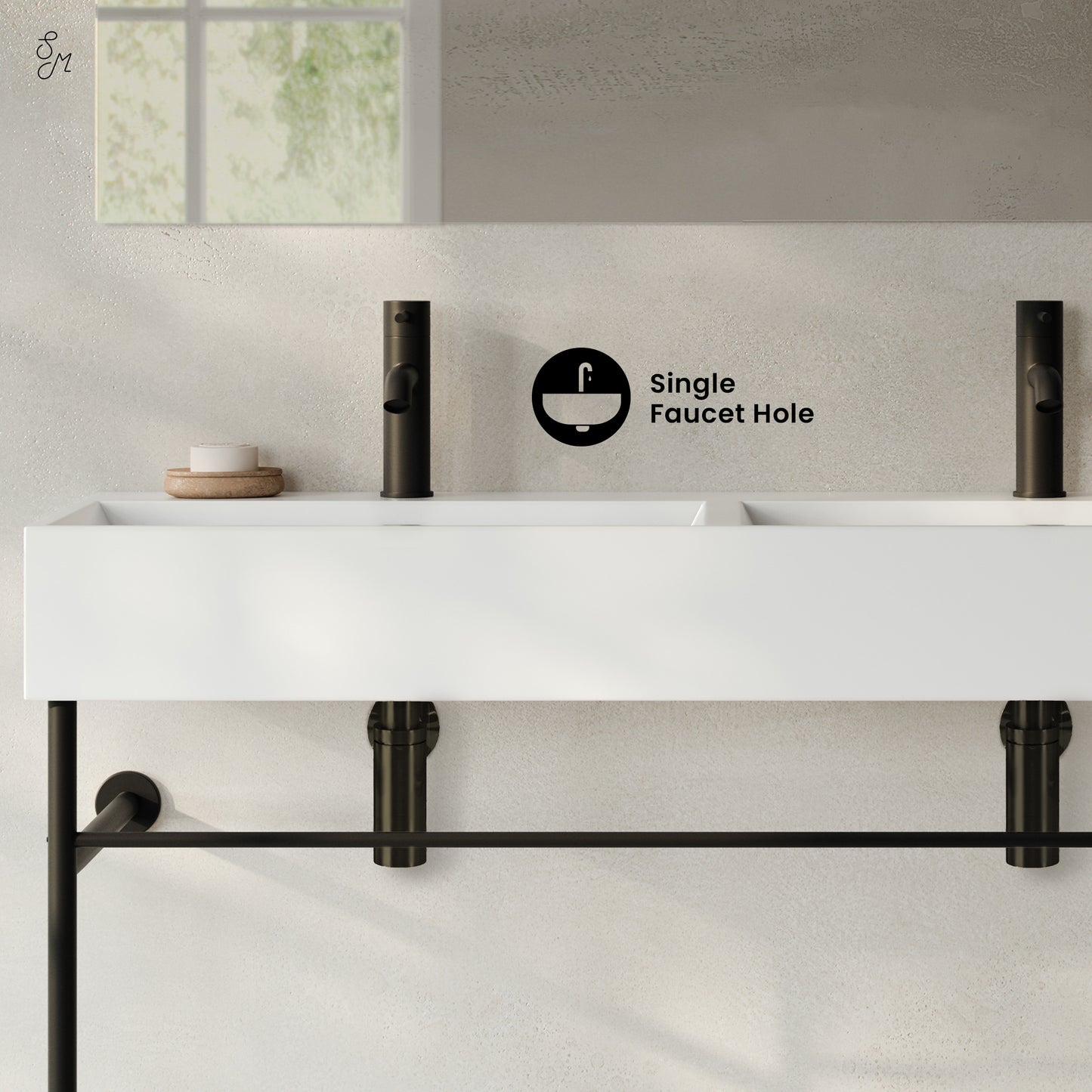 Swiss Madison, Claire 48" Double Basin Console Sink with Matte Black Legs