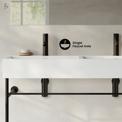 Swiss Madison, Claire 48" Double Basin Console Sink with Matte Black Legs