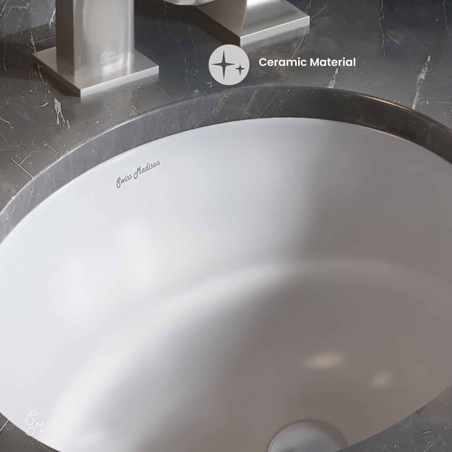 Swiss Madison, Monaco 16" Ceramic Undermount Bathroom Sink in Glossy White