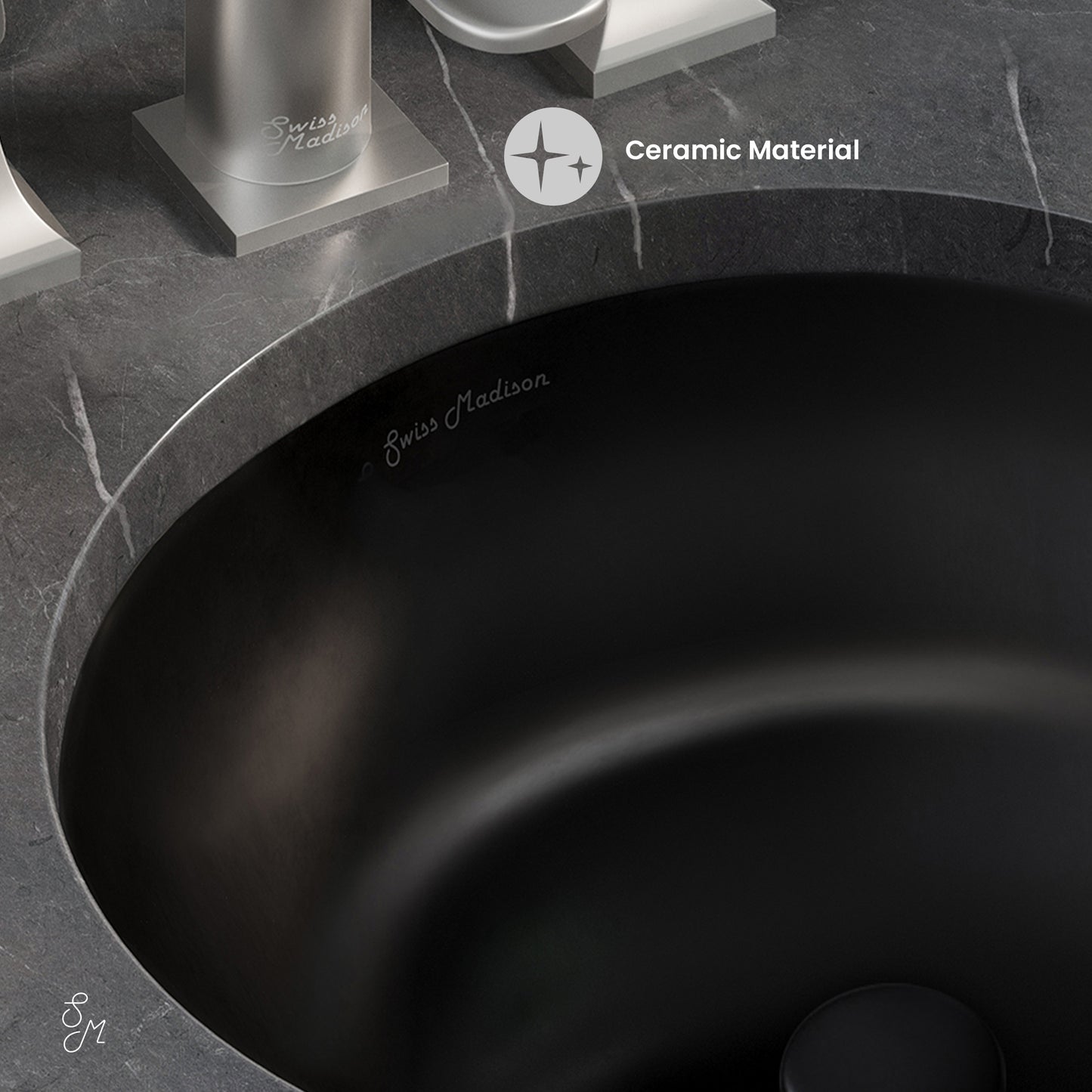 Swiss Madison, Monaco 16" Ceramic Undermount Bathroom Sink in Matte Black