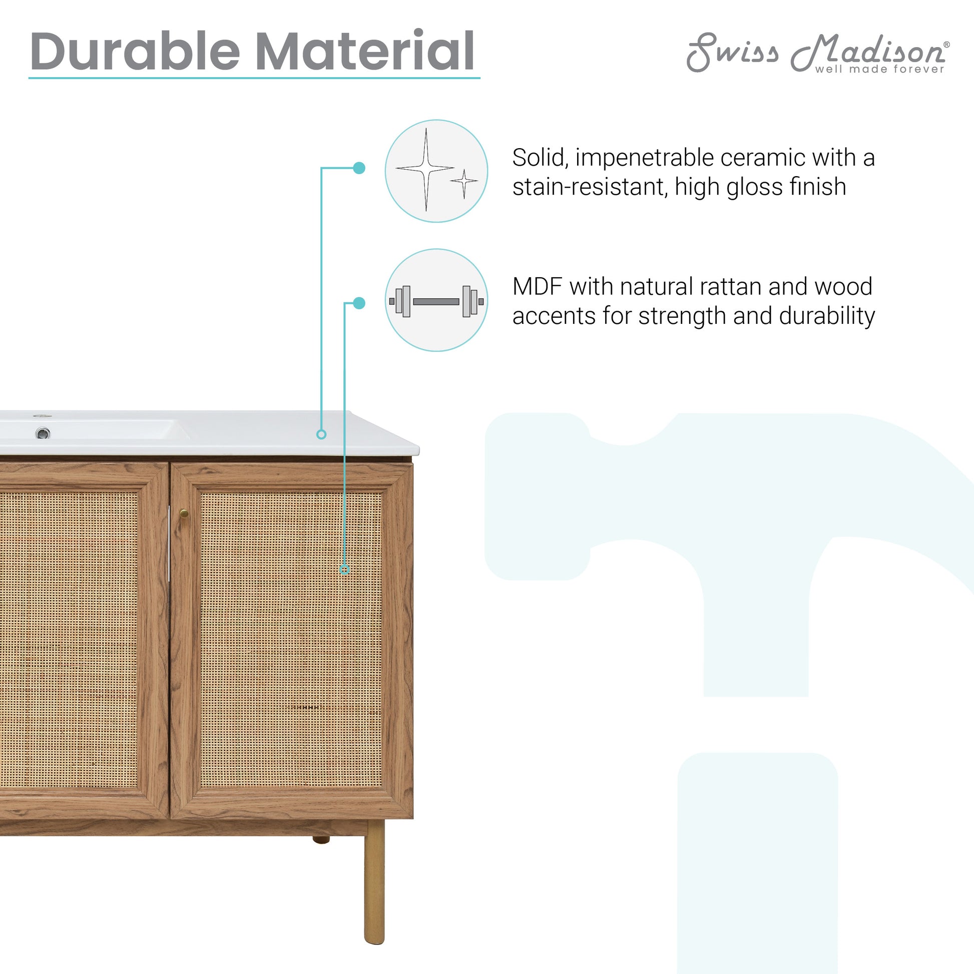 Swiss Madison Classe 48-inch freestanding bathroom vanity in Golden Oak — view 4