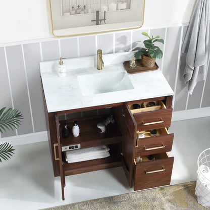 Vinnova San 42-inch freestanding bathroom vanity in Natural Walnut — view 14