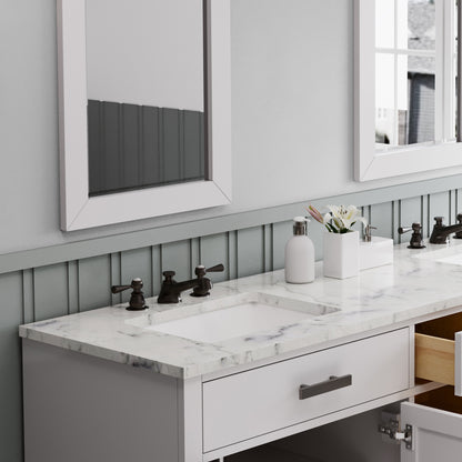 Hartford 72 In. Bath Vanity in White with Marble Vanity Top with White Basin | Water Creation