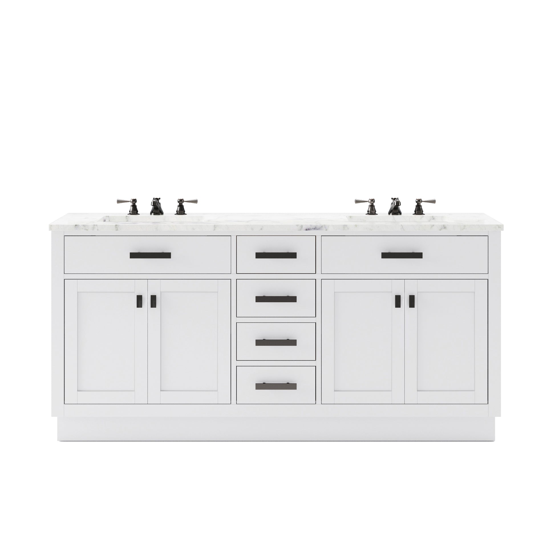 Hartford 72 In. Bath Vanity in White with Marble Vanity Top with White Basin | Water Creation