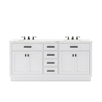 Hartford 72 In. Bath Vanity in White with Marble Vanity Top with White Basin | Water Creation