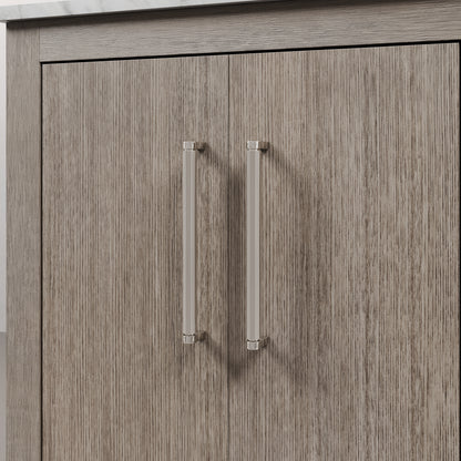 Hugo 72 in. Bath Vanity in Grey Oak with Marble Vanity Top in White with White Basin | Water Creation