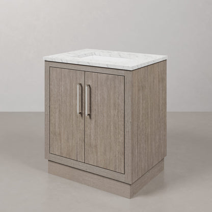 Hugo 30 in. Bath Vanity in Grey Oak with Marble Vanity Top in White with White Basin | Water Creation