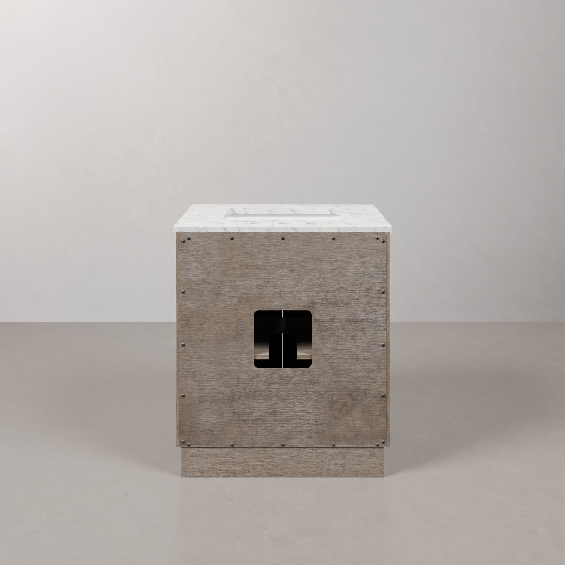 Hugo 30 in. Bath Vanity in Grey Oak with Marble Vanity Top in White with White Basin | Water Creation