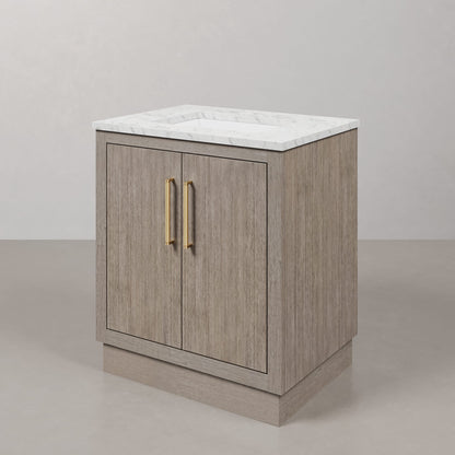 Hugo 30 in. Bath Vanity in Grey Oak with Marble Vanity Top in White with White Basin | Water Creation