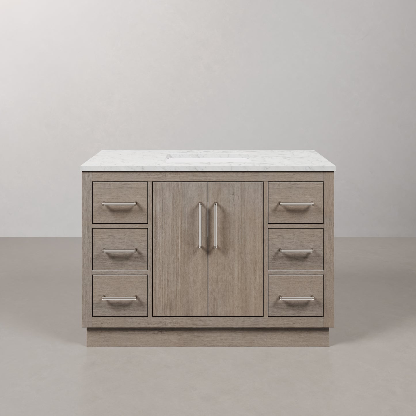 Hugo 48 in. Bath Vanity in Grey Oak with Marble Vanity Top in White with White Basin | Water Creation