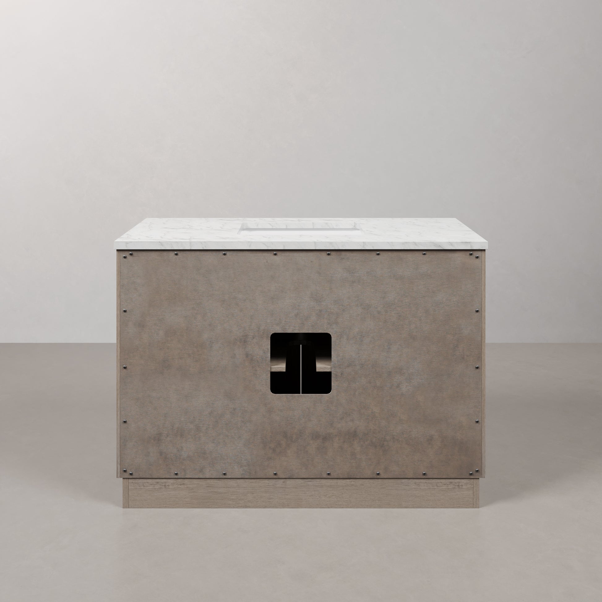 Hugo 48 in. Bath Vanity in Grey Oak with Marble Vanity Top in White with White Basin | Water Creation
