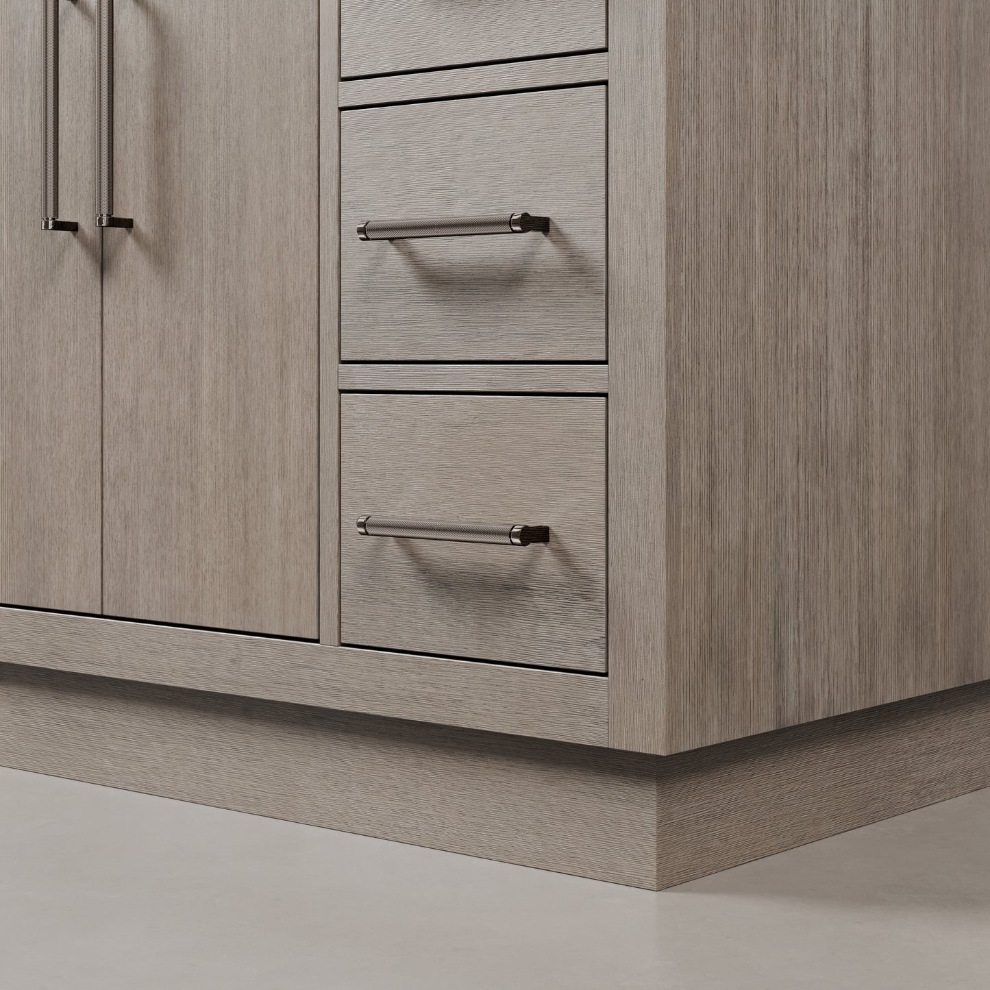 Hugo 48 in. x 34 in. H White Basin Vanity in Grey Oak with White Marble Vanity Top | Water Creation