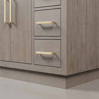 Hugo 48 in. Bath Vanity in Grey Oak with Marble Vanity Top in White with White Basin | Water Creation
